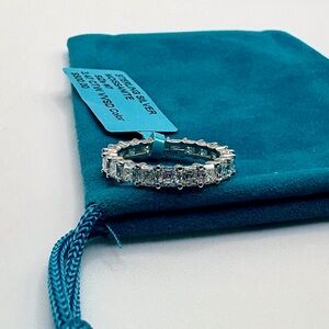 3.47Ct Emerald Cut Moissanite Eternity Band | 925 Sterling Silver | New | Sz 7&8